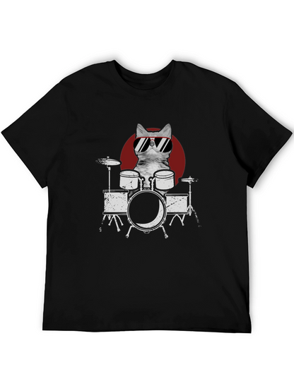 Cool Cat Drummer Graphic Tee - Rock On!
