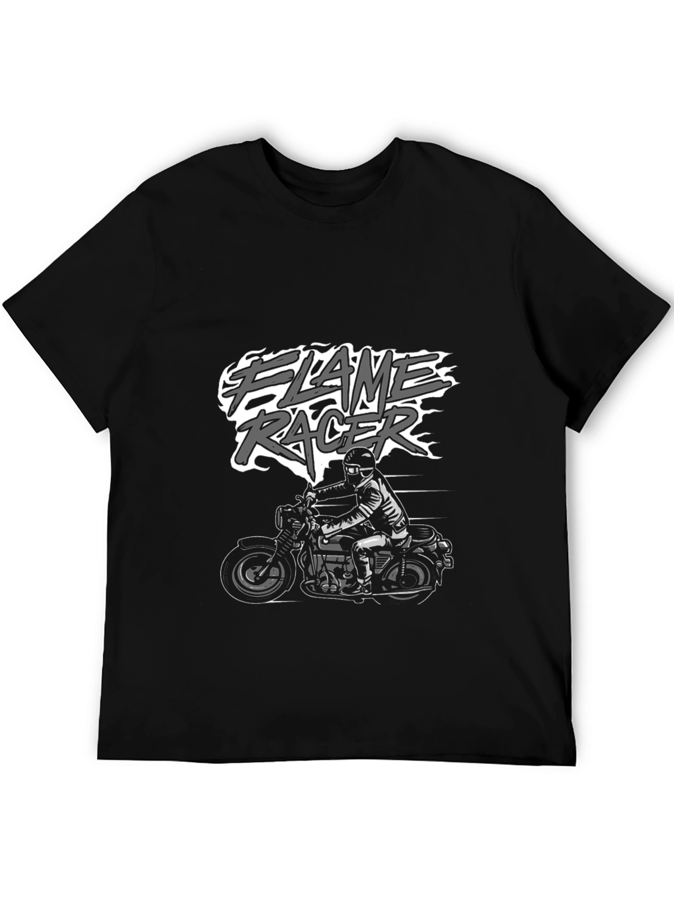 Flame Racer Graphic T-Shirt - Black