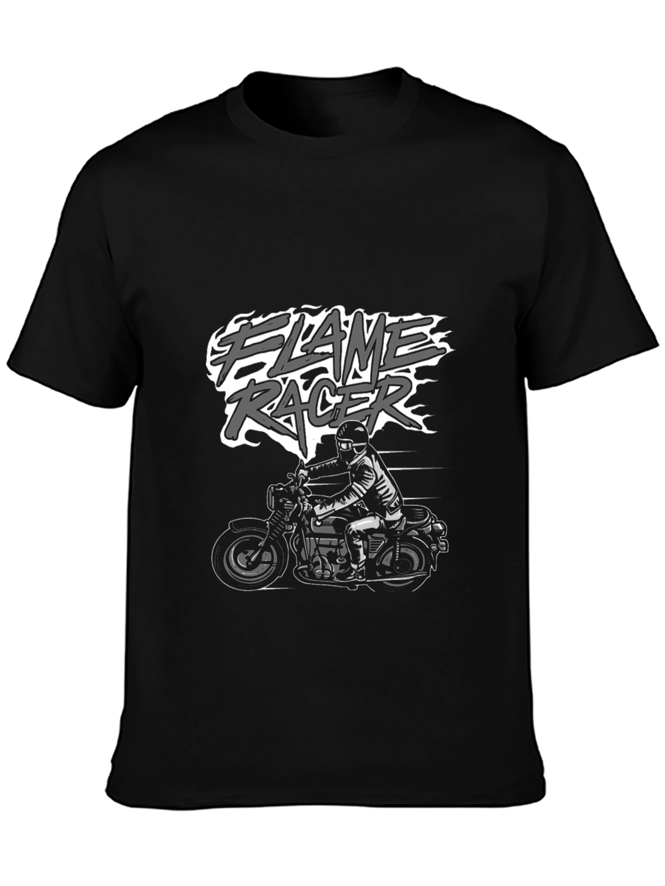 Flame Racer Graphic T-Shirt - Black