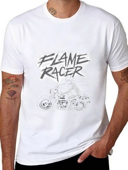 Flame Racer Graphic T-Shirt - Black