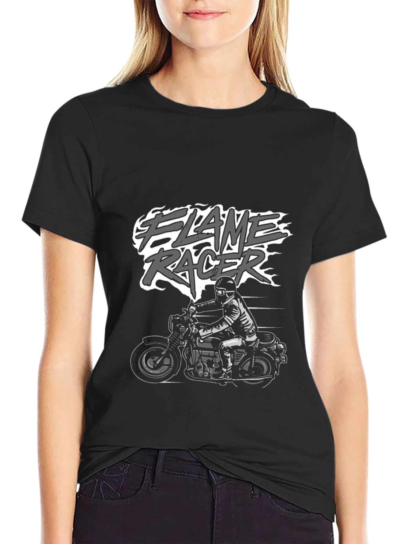 Flame Racer Graphic T-Shirt - Black