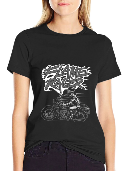 Flame Racer Graphic T-Shirt - Black