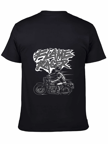 Flame Racer Graphic T-Shirt - Black