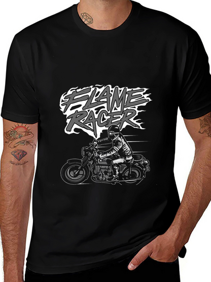 Flame Racer Graphic T-Shirt - Black