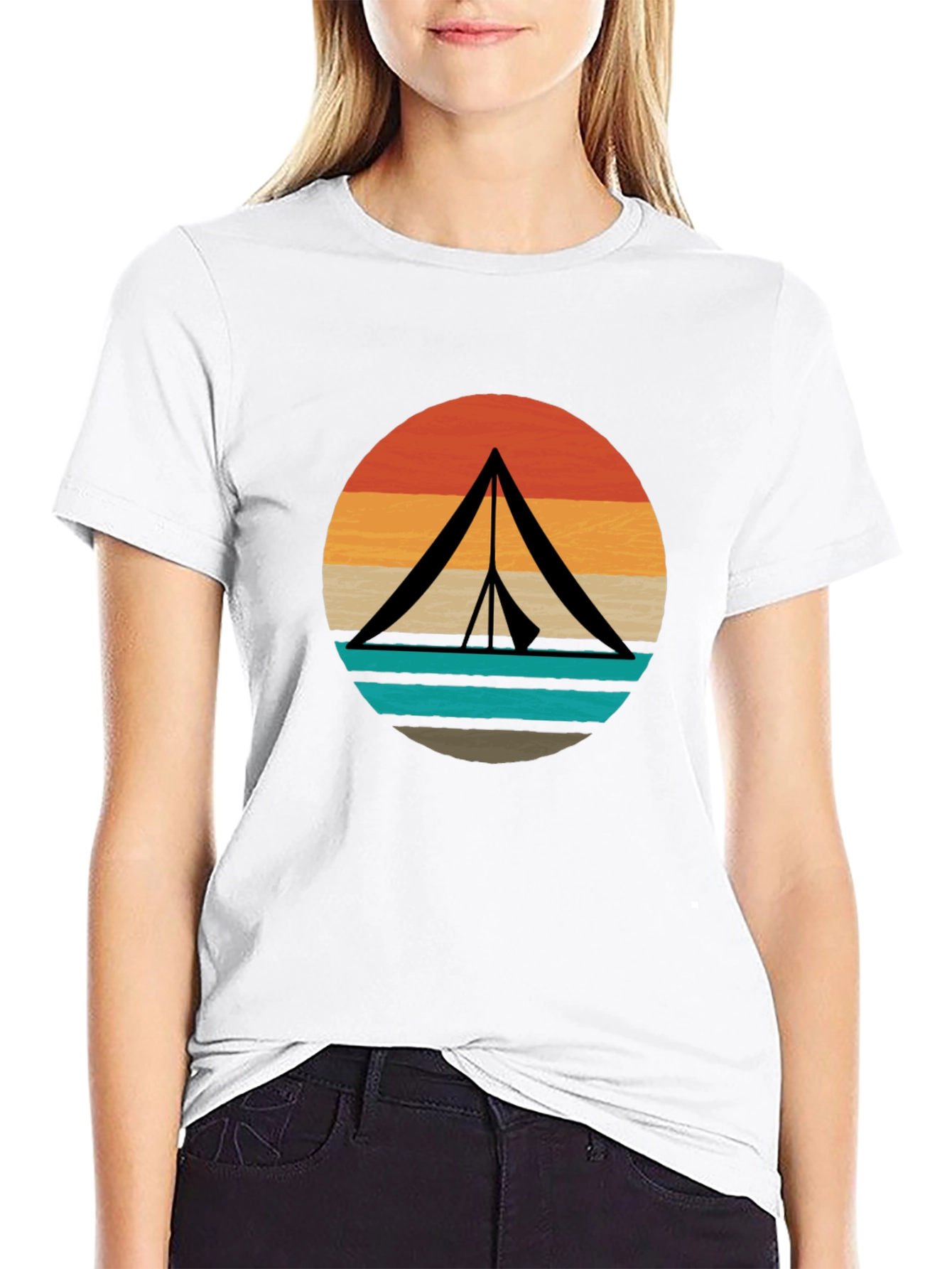 Retro Camping Tent Graphic Tee - Black