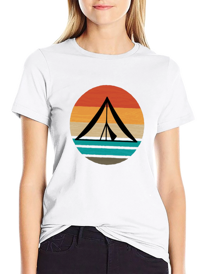 Retro Camping Tent Graphic Tee - Black