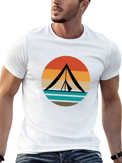 Retro Camping Tent Graphic Tee - Black