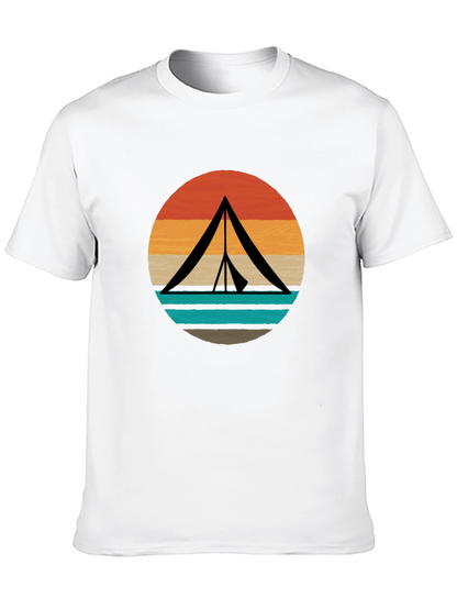 Retro Camping Tent Graphic Tee - Black