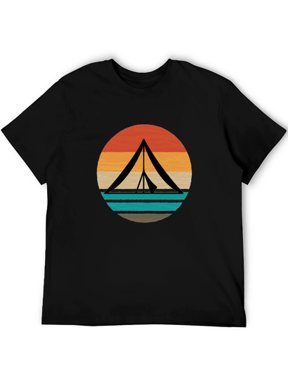 Retro Camping Tent Graphic Tee - Black