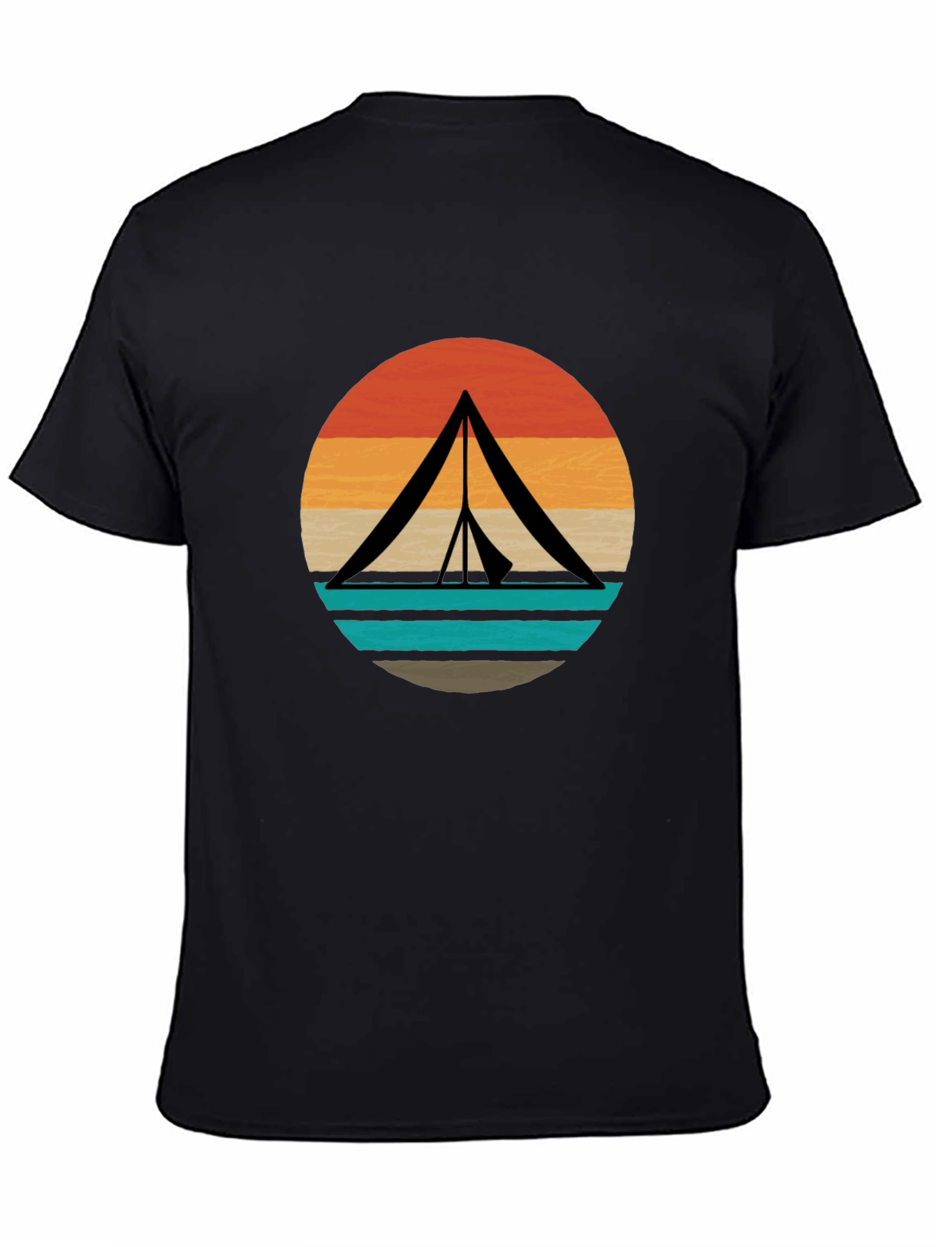 Retro Camping Tent Graphic Tee - Black