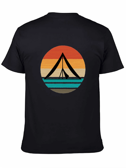 Retro Camping Tent Graphic Tee - Black