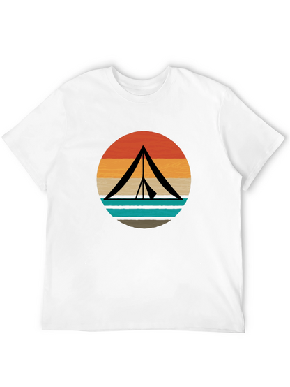 Retro Camping Tent Graphic Tee - Black