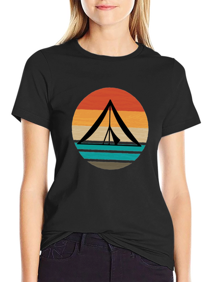 Retro Camping Tent Graphic Tee - Black