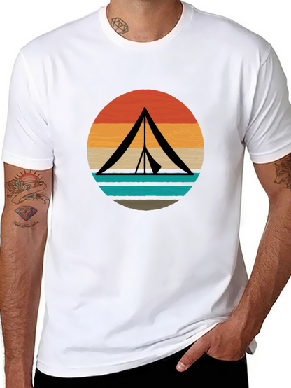 Retro Camping Tent Graphic Tee - Black