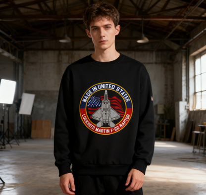 F-22 Raptor Fighter Jet Graphic Black Sweatshirt