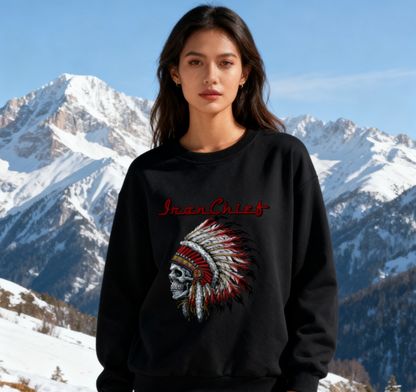 Edgy Skull Feather Headdress "Iron Chief" Sweatshirt