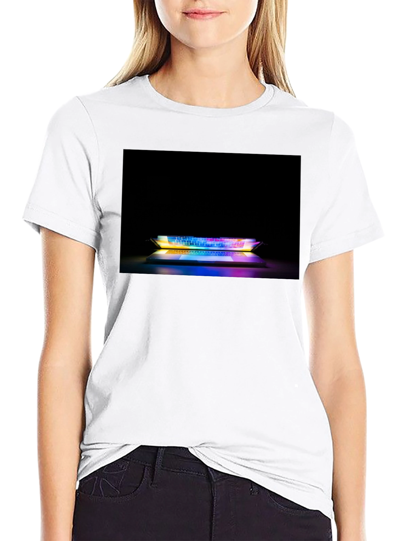 Gaming Keyboard T-Shirt - Light Up Laptop Design
