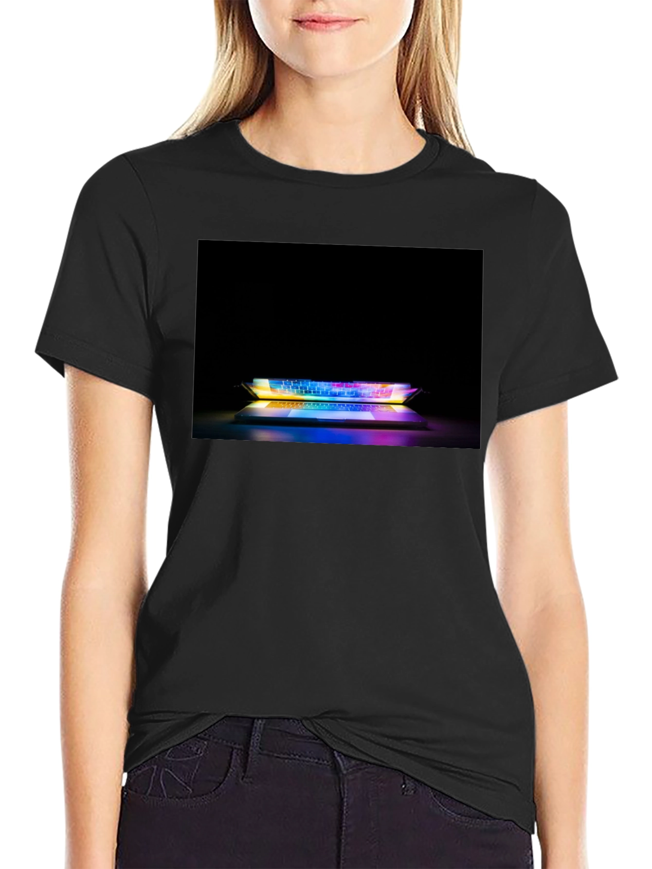 Gaming Keyboard T-Shirt - Light Up Laptop Design