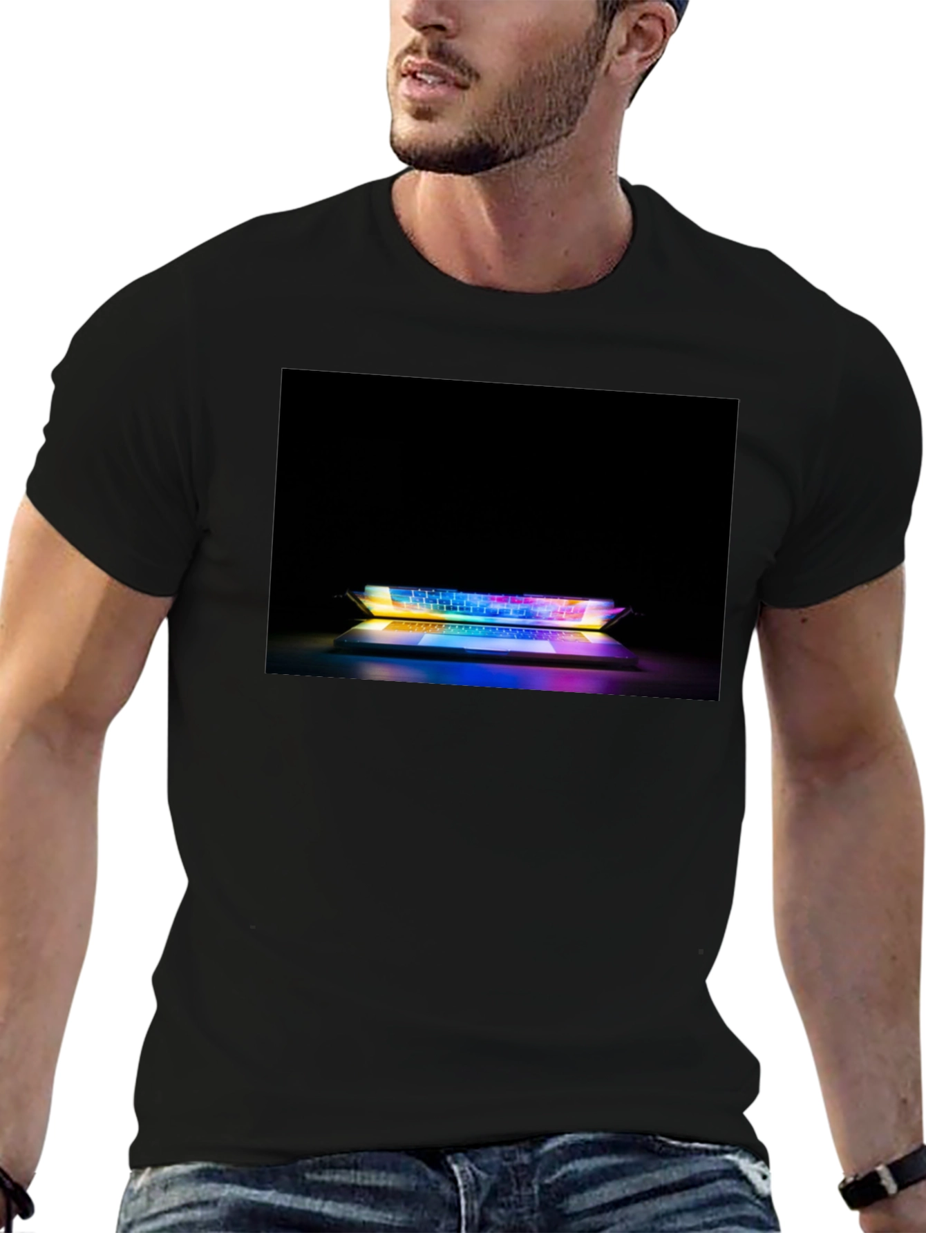 Gaming Keyboard T-Shirt - Light Up Laptop Design