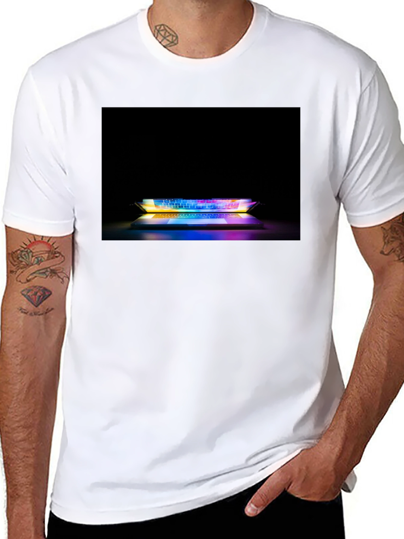 Gaming Keyboard T-Shirt - Light Up Laptop Design