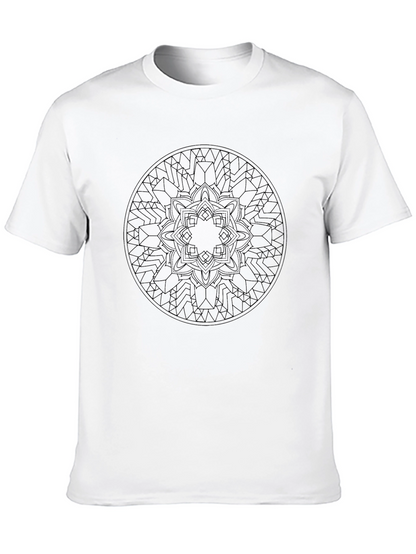 Geometric Mandala Graphic Print Black T-Shirt