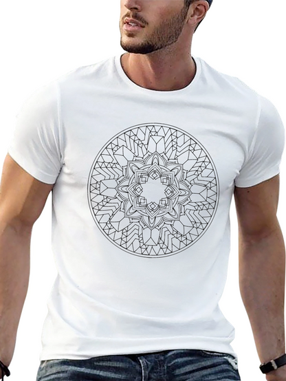 Geometric Mandala Graphic Print Black T-Shirt