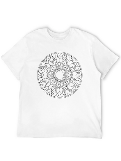 Geometric Mandala Graphic Print Black T-Shirt