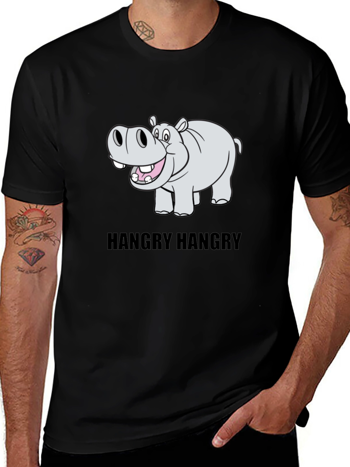 Hangry Hippo Graphic Tee - Comfy Cotton Blend