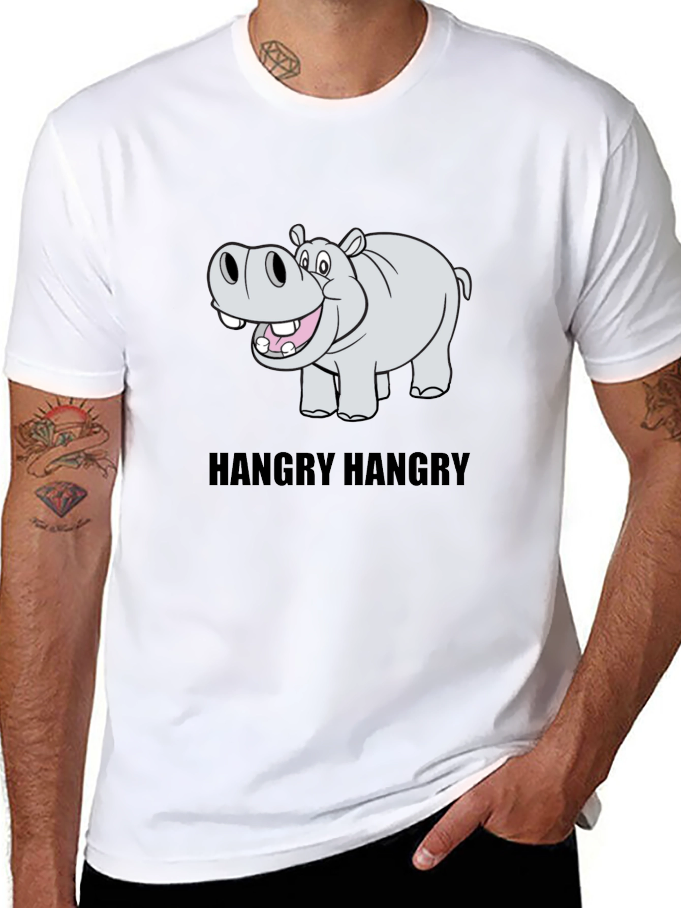 Hangry Hippo Graphic Tee - Comfy Cotton Blend