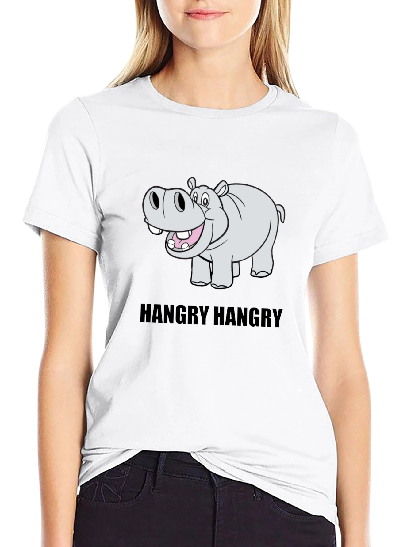 Hangry Hippo Graphic Tee - Comfy Cotton Blend