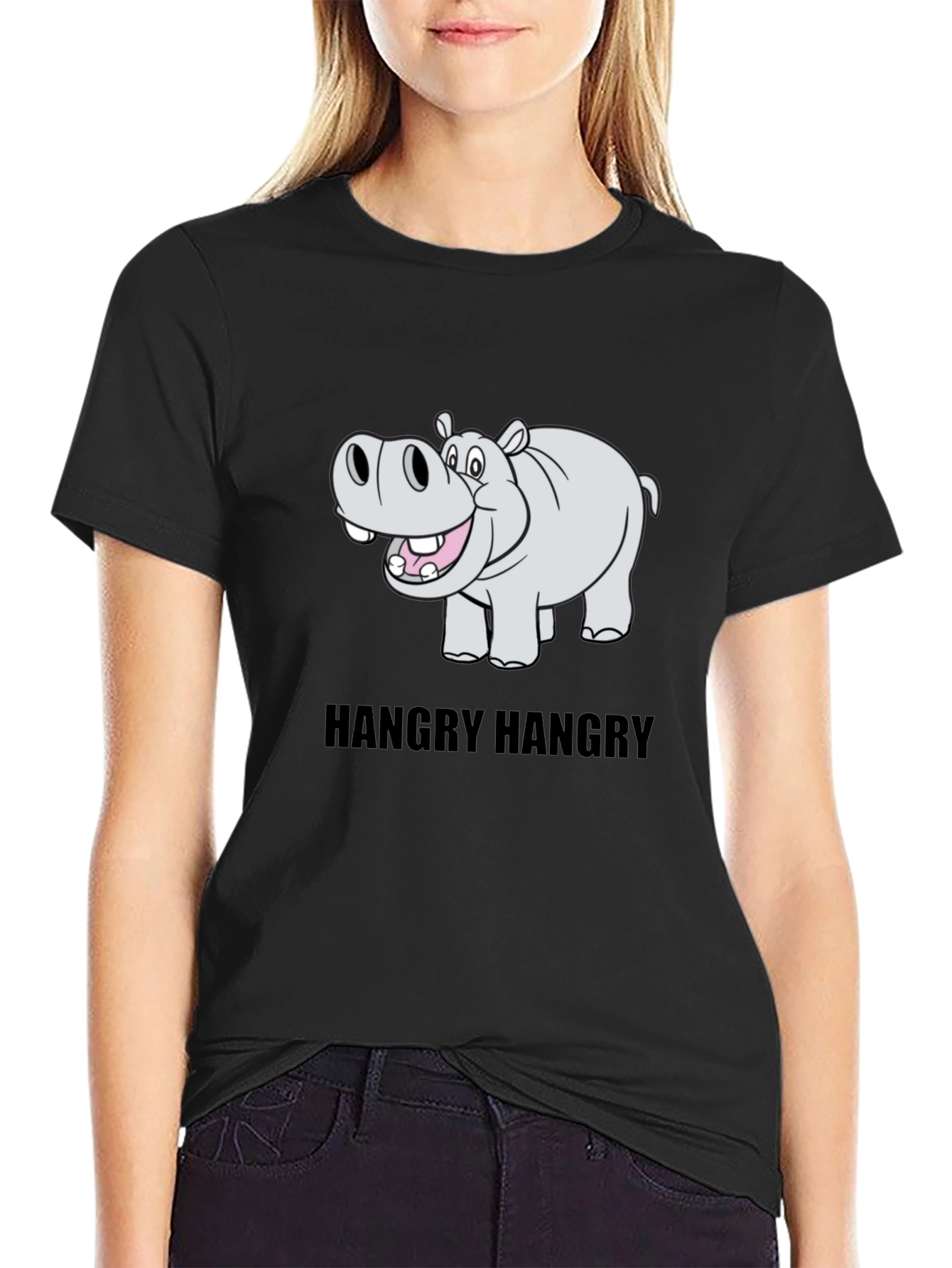 Hangry Hippo Graphic Tee - Comfy Cotton Blend