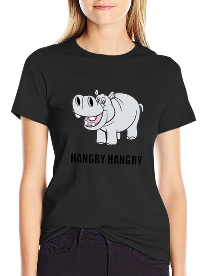 Hangry Hippo Graphic Tee - Comfy Cotton Blend