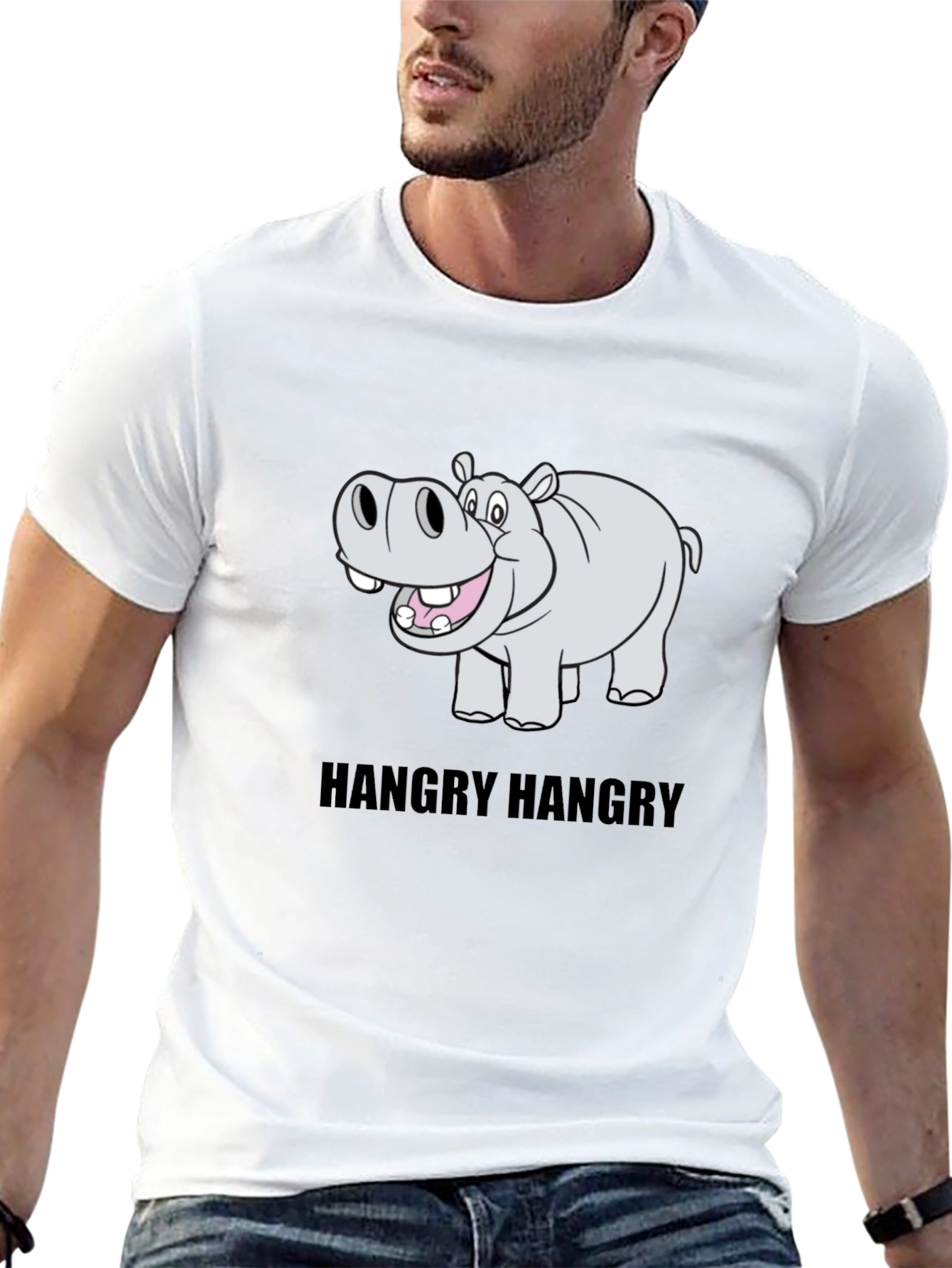Hangry Hippo Graphic Tee - Comfy Cotton Blend