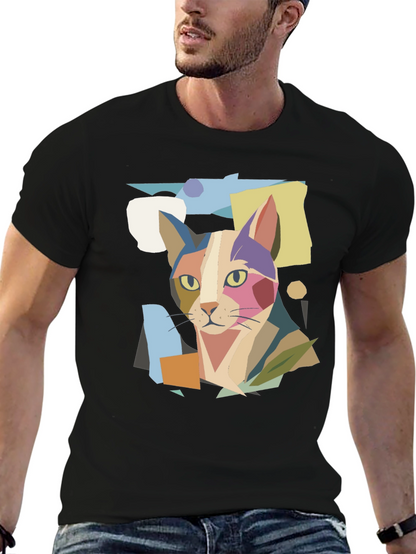 Abstract Cat Graphic Print Tee