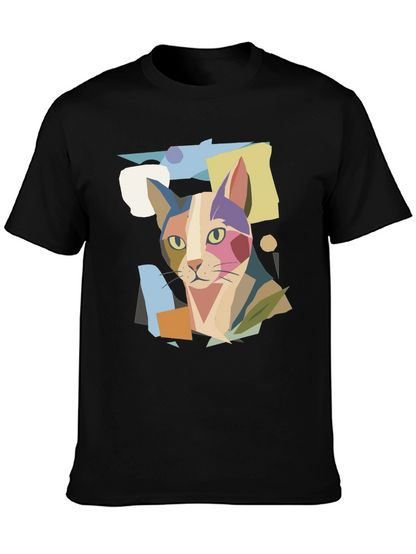 Abstract Cat Graphic Print Tee