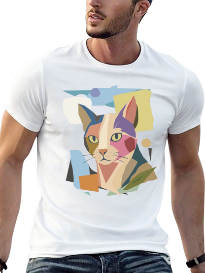 Abstract Cat Graphic Print Tee