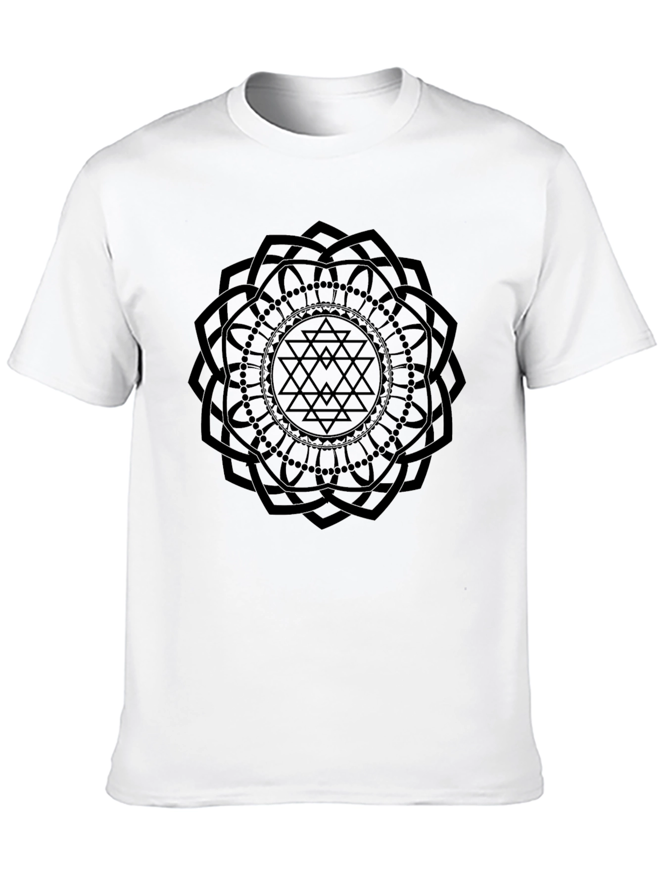 Geometric Mandala Graphic T-Shirt - Black