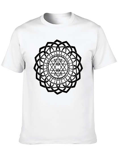 Geometric Mandala Graphic T-Shirt - Black