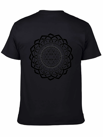 Geometric Mandala Graphic T-Shirt - Black