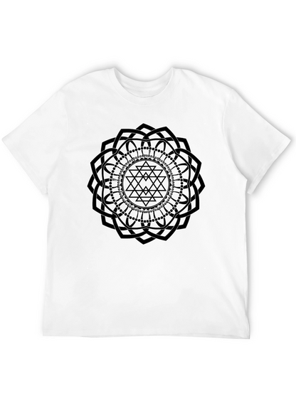Geometric Mandala Graphic T-Shirt - Black