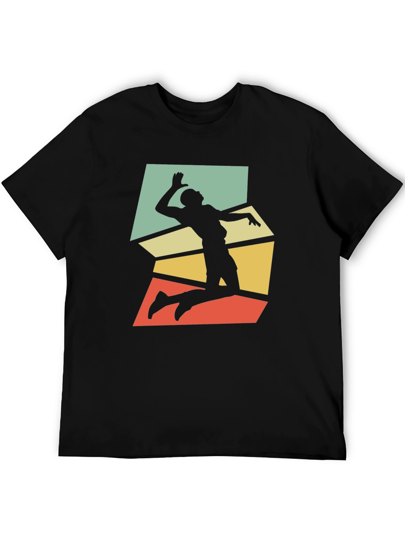 Retro Volleyball Player Graphic Tee - Black