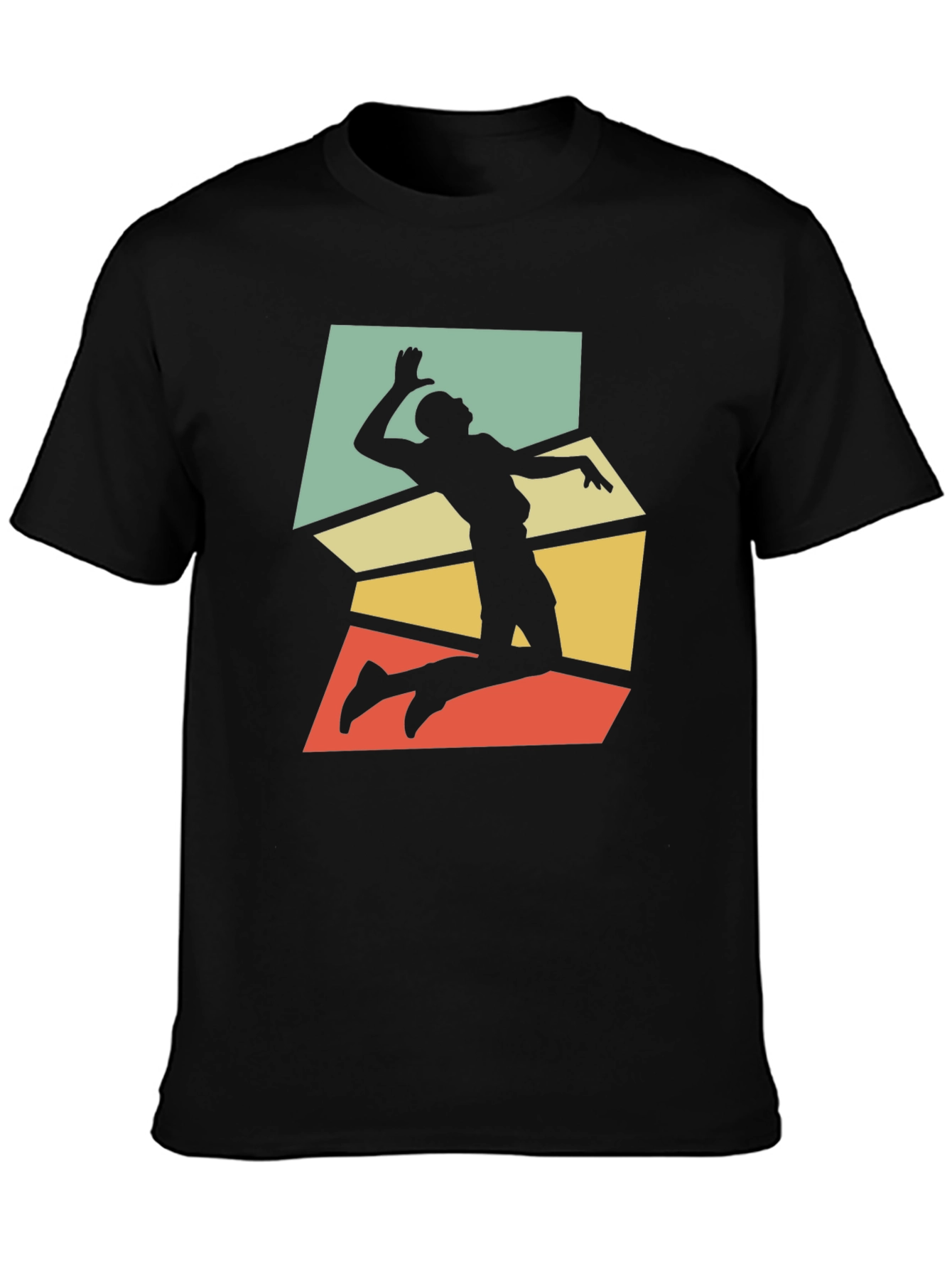 Retro Volleyball Player Graphic Tee - Black