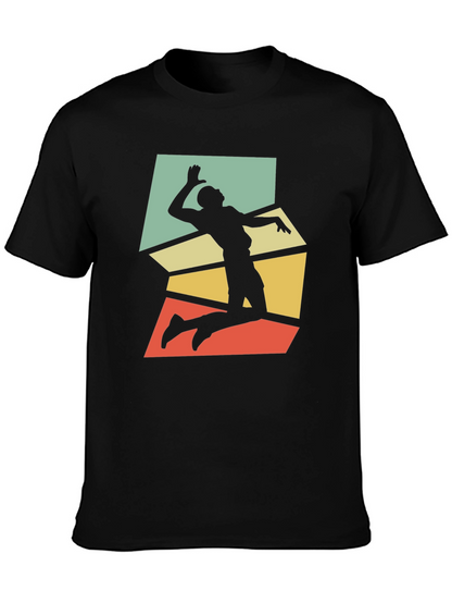 Retro Volleyball Player Graphic Tee - Black