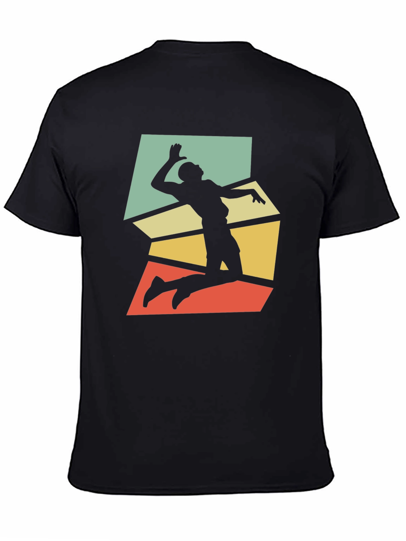 Retro Volleyball Player Graphic Tee - Black