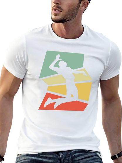 Retro Volleyball Player Graphic Tee - Black