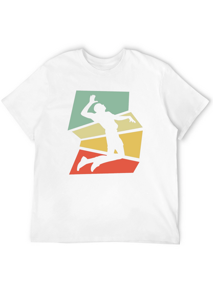 Retro Volleyball Player Graphic Tee - Black