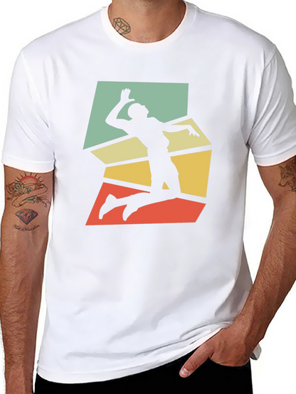 Retro Volleyball Player Graphic Tee - Black