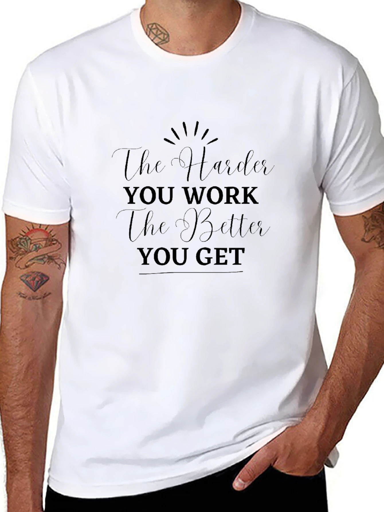 Motivational Black T-Shirt - The Harder You Work