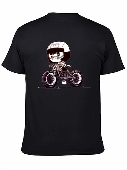 Cartoon Biker Graphic Tee - Black