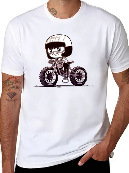 Cartoon Biker Graphic Tee - Black